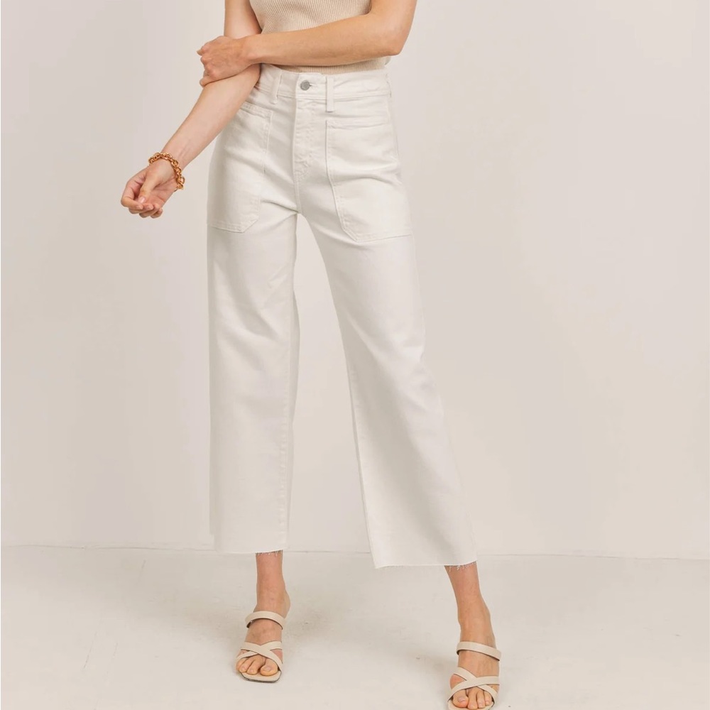 Just black denim white utility pants